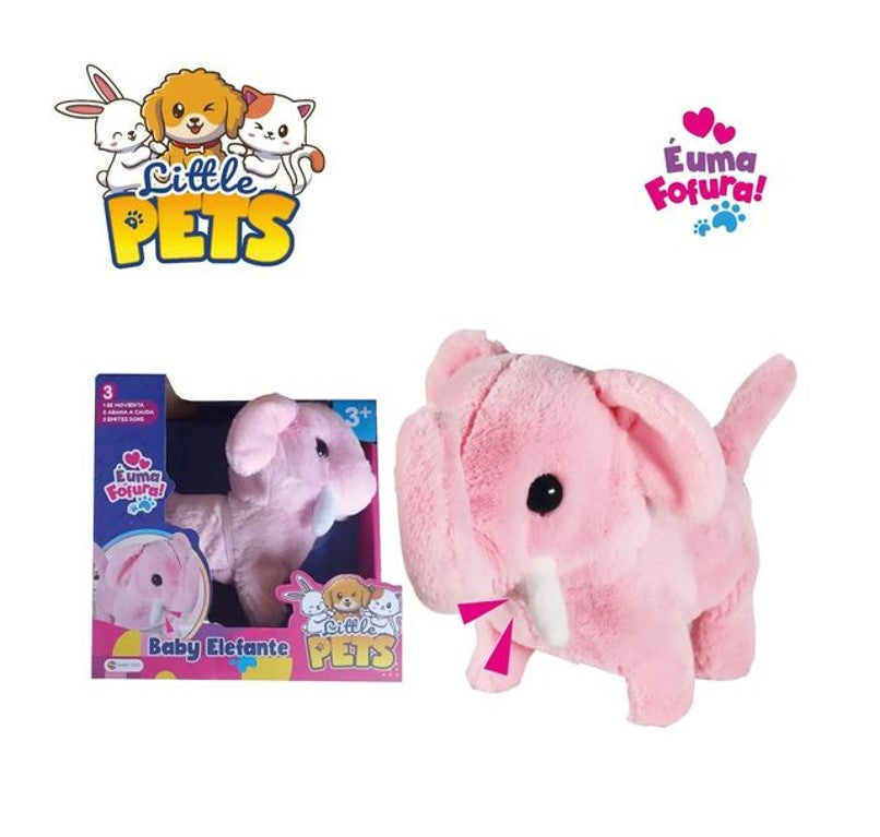Pelúcia Elefante Baby Com Som Little Pets - Shiny Toys
