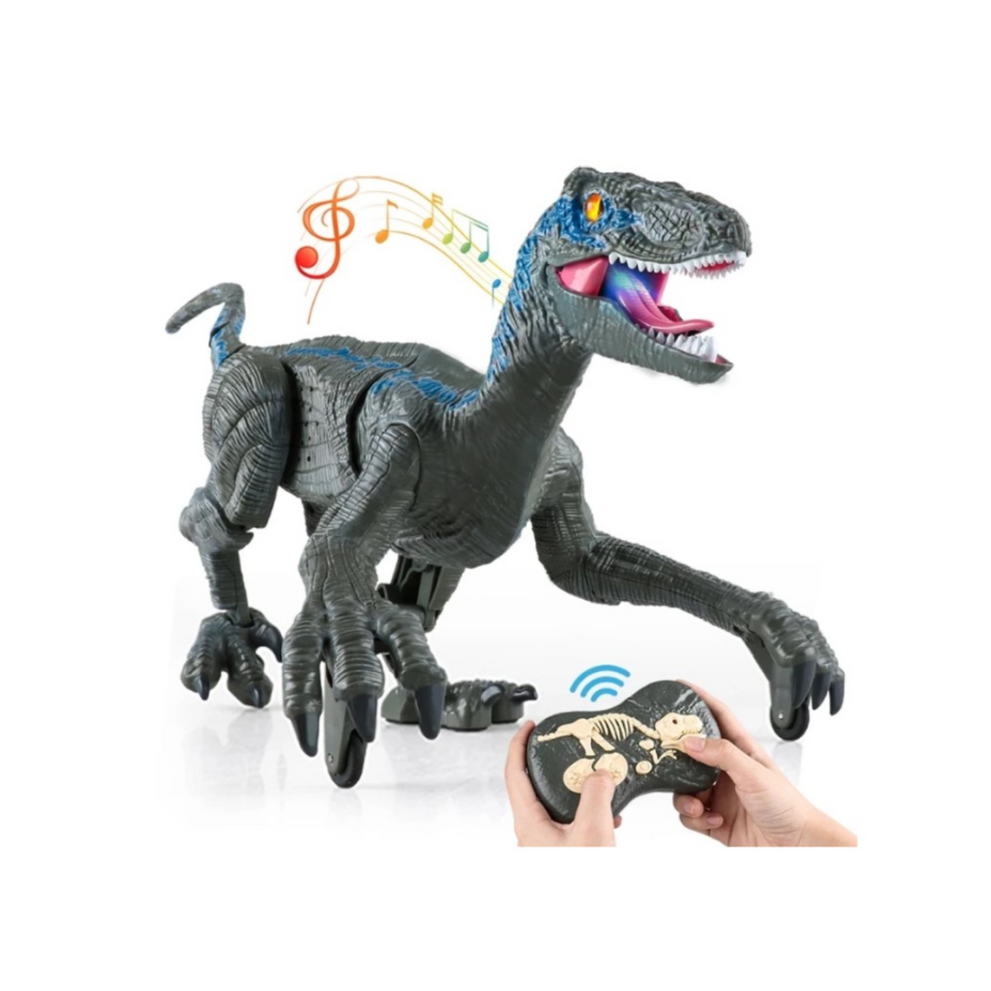 Dinossauro Velociraptor Controle Remoto Luz e Som