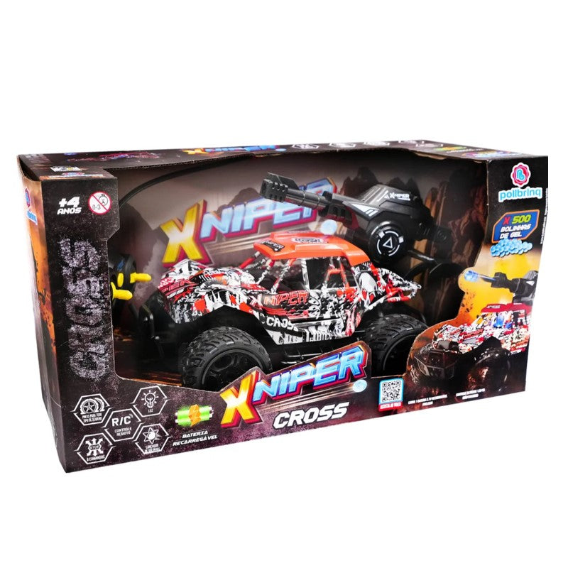 Xniper Cross Carro Controle Remoto Lançador Bolinha Gel - POLIBRINQ