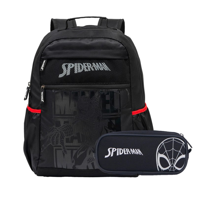 Kit Mochila de Costas G + Estojo Simples Homem-Aranha Marvel | Preto e Vermelho | Xeryus Oficial