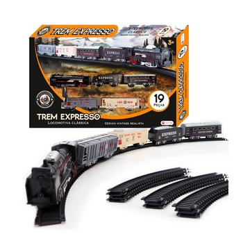 Trem Expresso Locomotiva Clássica 19 Pcs - Shiny Toys