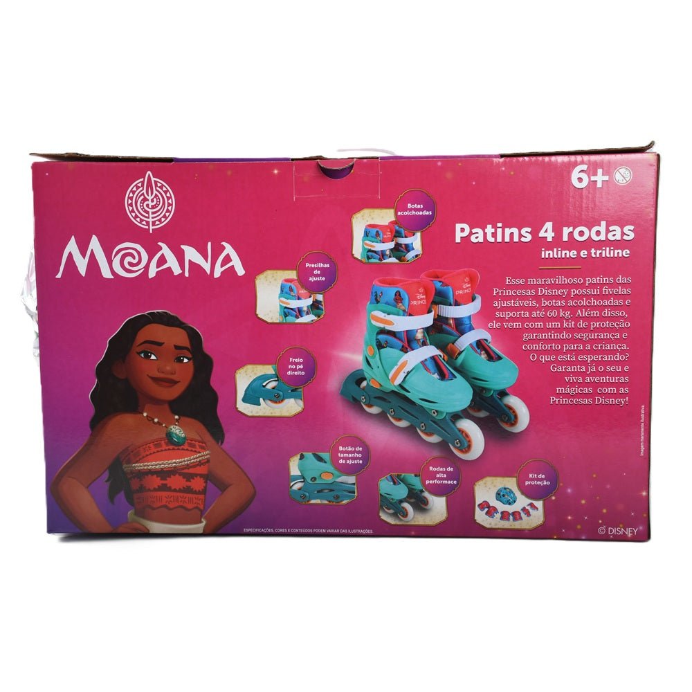 Patins Moana Com Kit de Proteção