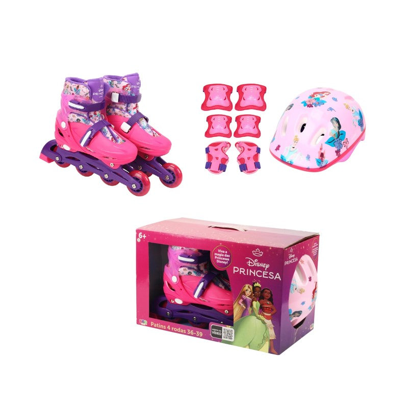 Patins com Kit de Proteção 36/39 Princesas Disney - BBR