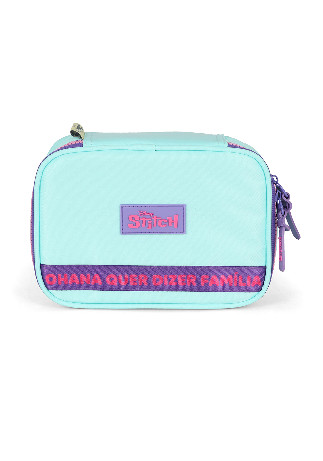 Estojo Box Organizador Stitch Disney Luxcel Turquesa e Roxo Ohana