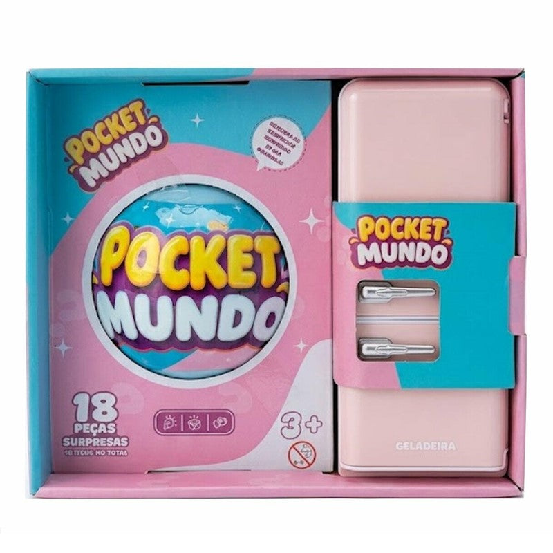 Conjunto Mini Geladeira Retrô com Cápsula Surpresa Pocket Mundo - Brink Center