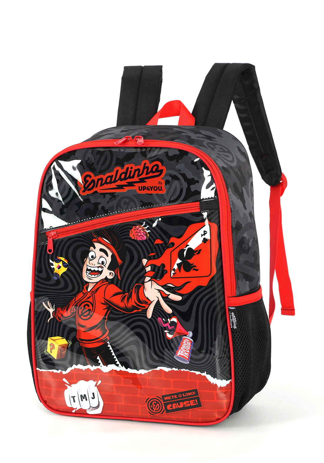 Kit Mochila de Costas G + Estojo Box Enaldinho UP4YOU | Youtuber | Preto e Vermelho | 2 Peças