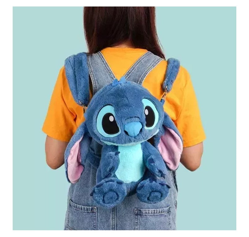 Mini Mochila de Costas 2 em 1 Bolsa Pelúcia Stitch Disney