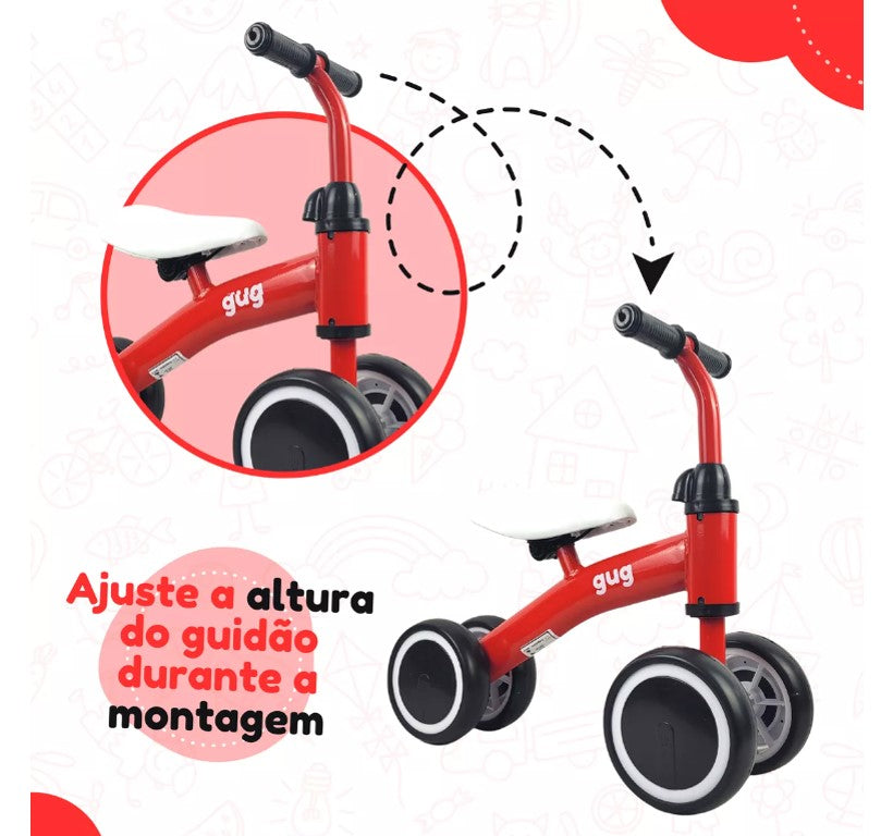 Bicicleta Para Bebês Sem Pedal Treinar Equilíbrio 4 Rodas