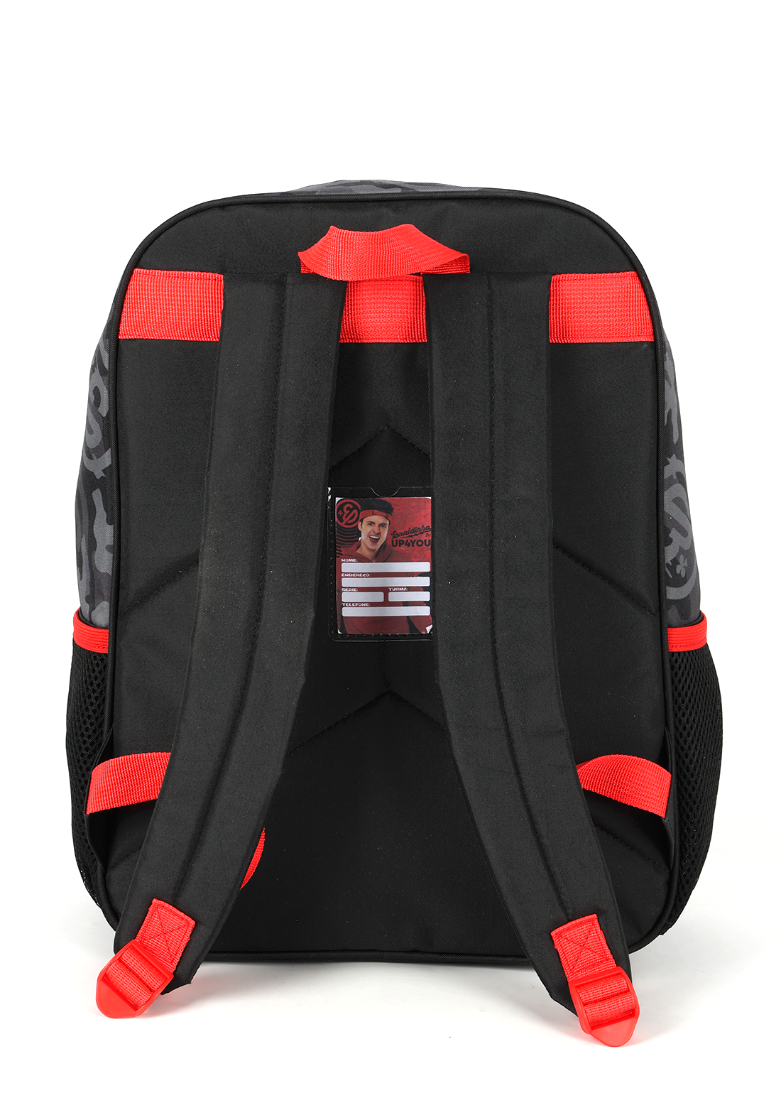 Kit Mochila de Costas G + Estojo Box Enaldinho UP4YOU | Preto e Vermelho Neon | Youtuber 2 Peças