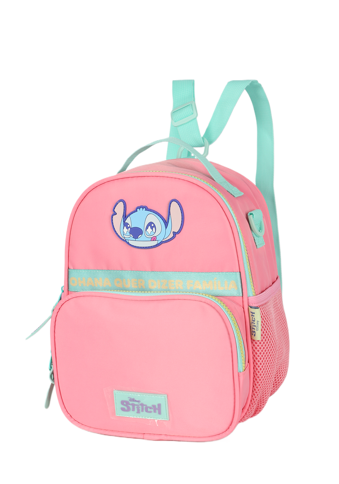 Lancheira Térmica Stitch Disney Luxcel | Rosa Salmão e Turquesa | Ohana | Alça de Costas