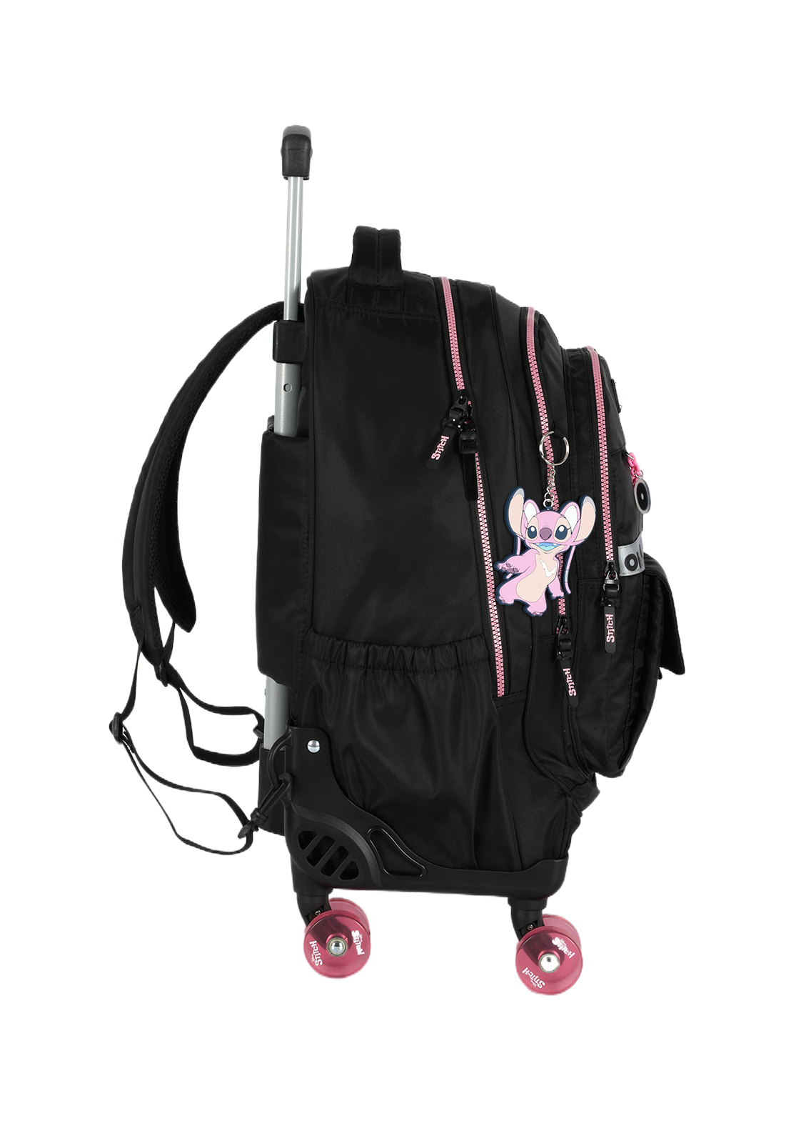 Mochila de Rodinhas G Stitch Disney Luxcel | Preta e Pink | Ohana | Rodas em Gel