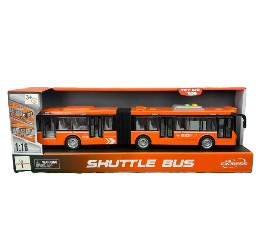 Ônibus Articulado 50cm 1:16 com Som, Luz e Fricção – Modelo Realista