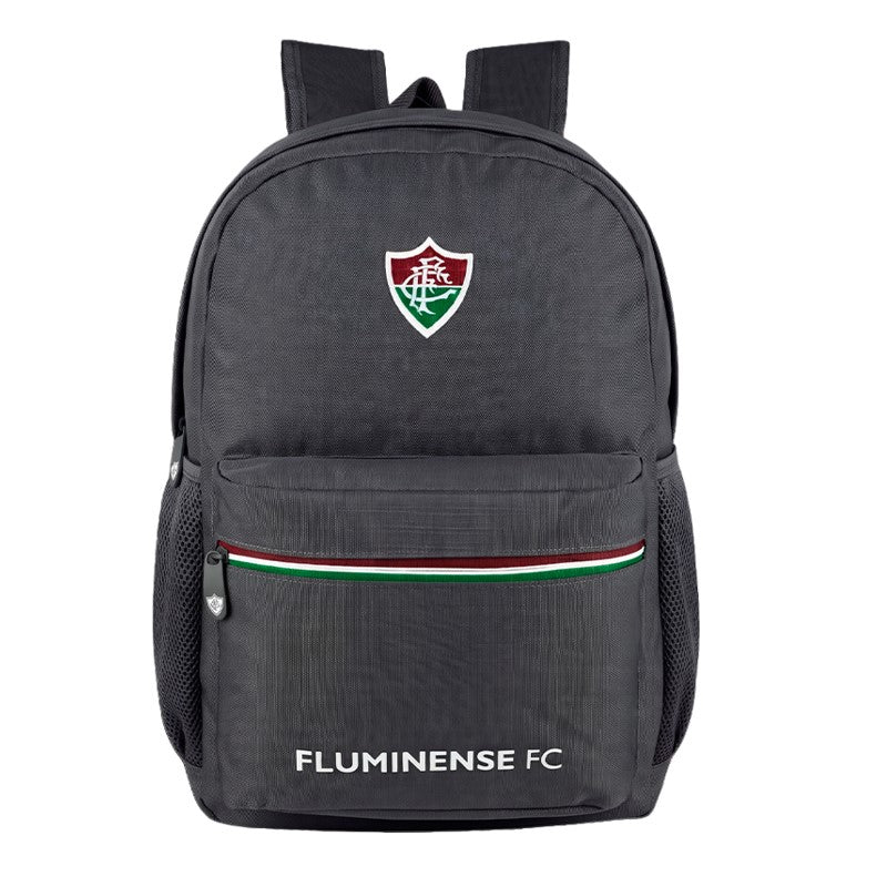 Mochila Esportiva Grande Fluminense Cinza Zíper Tricolor - Xeryus
