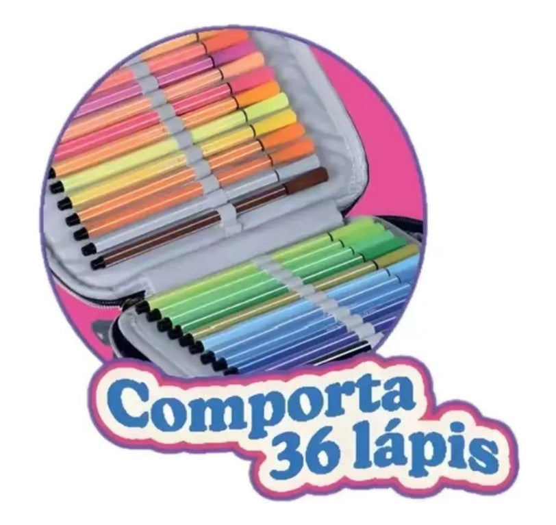 Estojo Box Rebecca Bonbon Juvenil Feminino 36 Pens Escolar