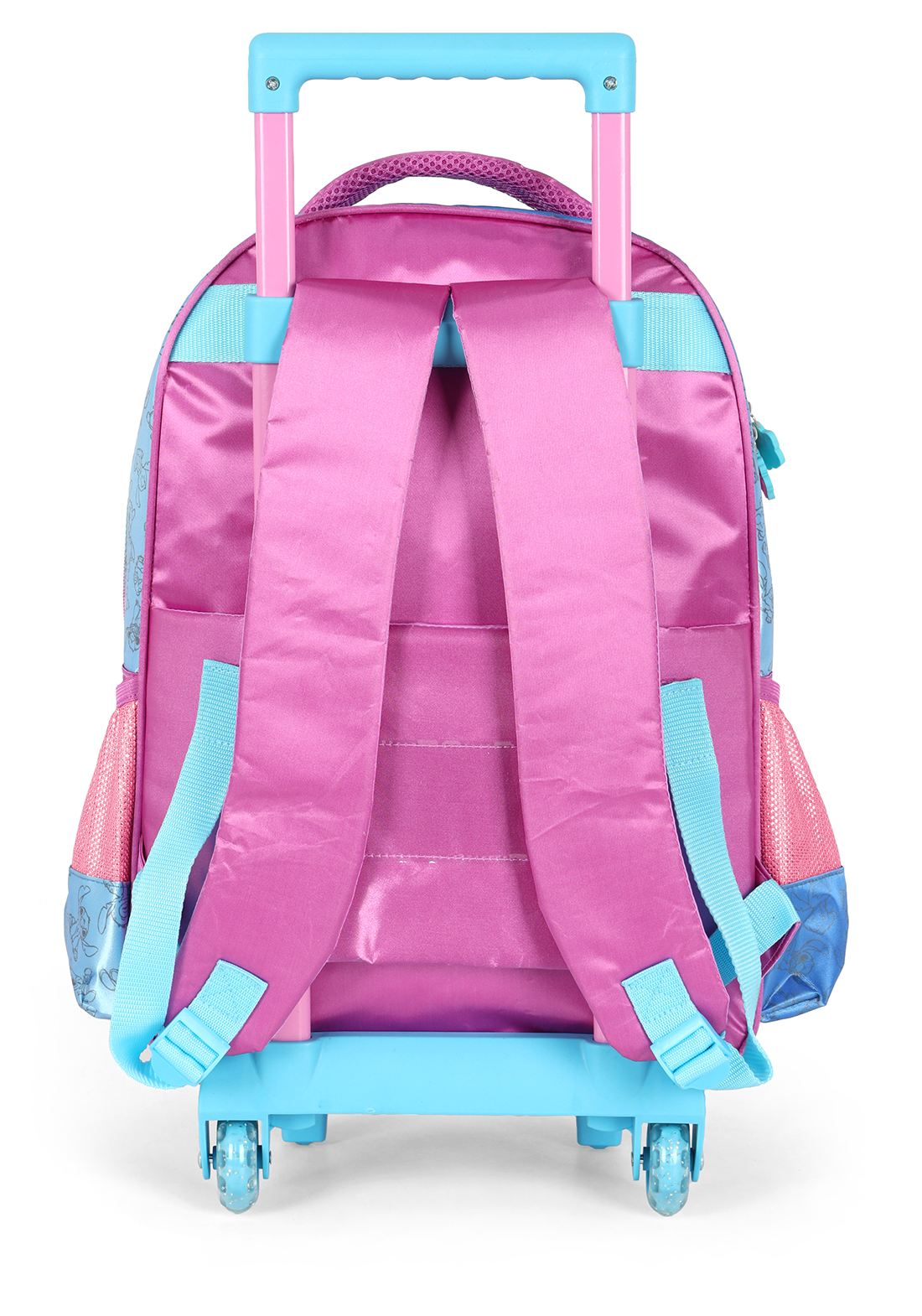 KIT Escolar COMPLETO Stitch PINK Holográfico - Mochila Rodas G + Lancheira Térmica + Estojo Box Duplo Luxcel