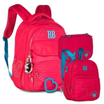 Kit Completo Mochila Lancheira Estojo Rebecca Bonbon RB Clio Rosa Pink