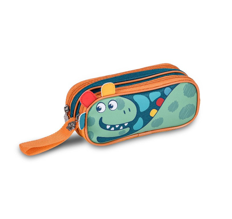 Estojo Duplo Infantil Penal Escolar Dinossauro Clio Pets