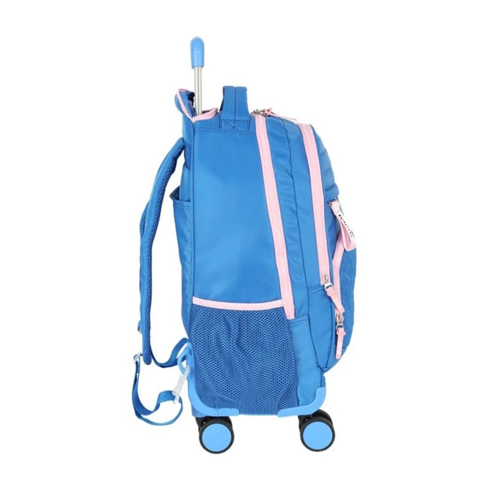 Mochila Carrinho 360 Haste Dupla Porta Notebook Stitch Azul