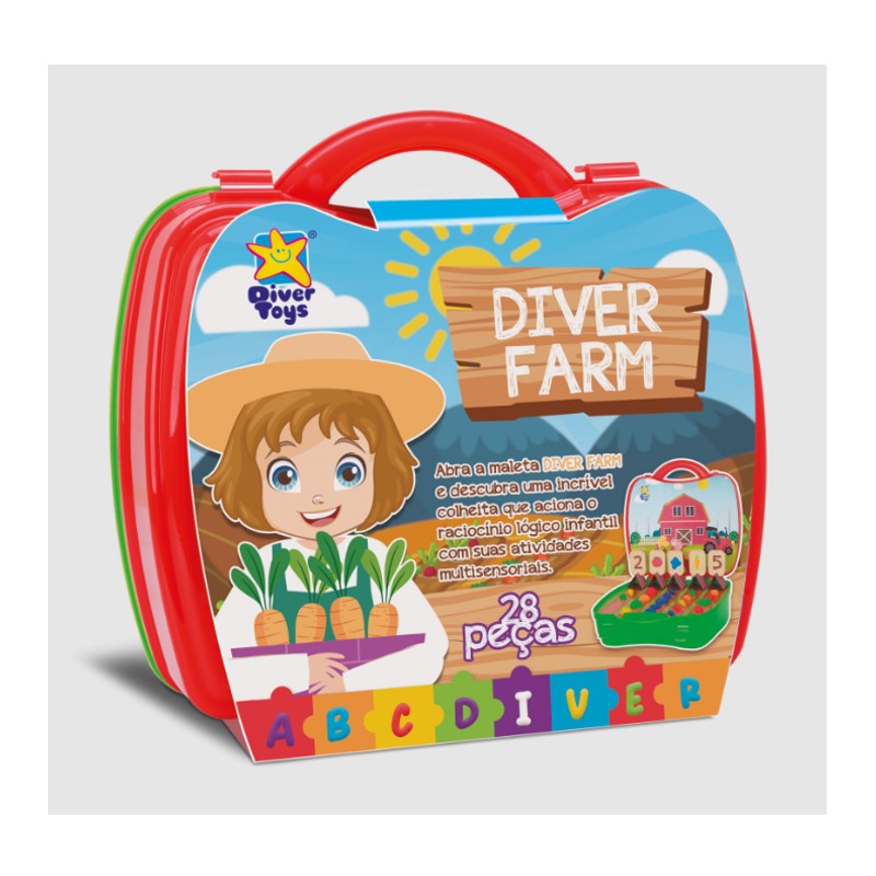 Maletinha Fazendinha 28 Pçs com Massinha Modelar - DiverToys