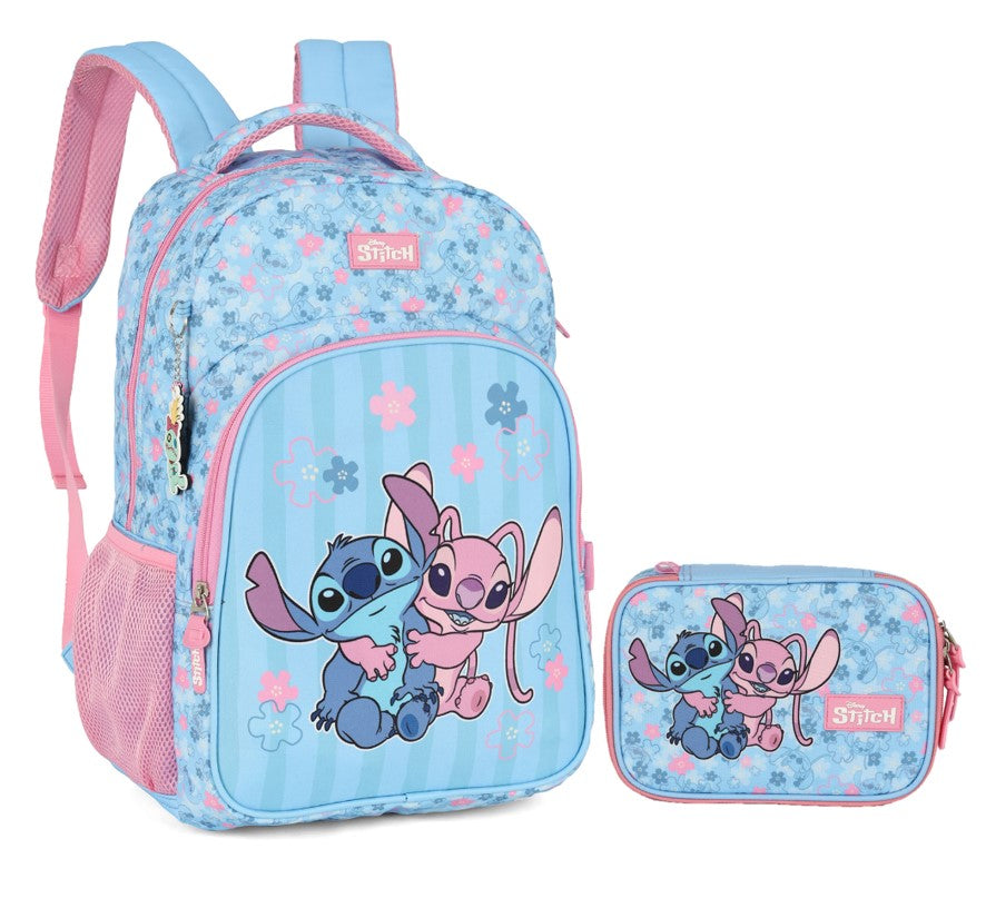 Kit Mochila + Estojo Luxcel Stitch & Angel