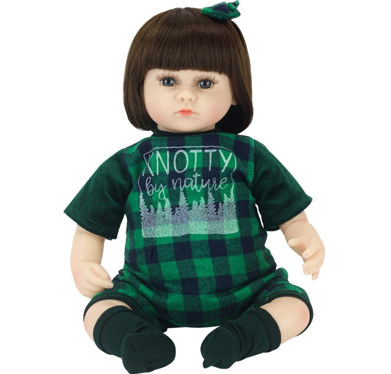 Boneca Bebê Reborn Macacão Quadriculado com Acessórios Baby Star