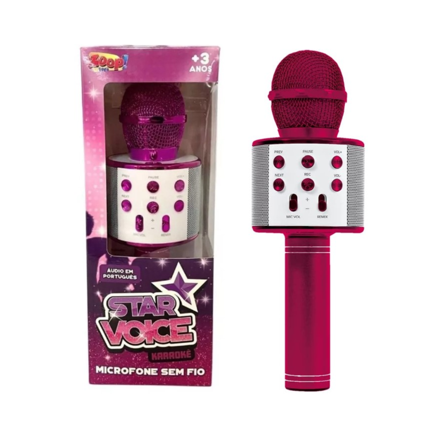 Microfone Infantil Star Voice Bluetooth Rosa - Zoop Toys