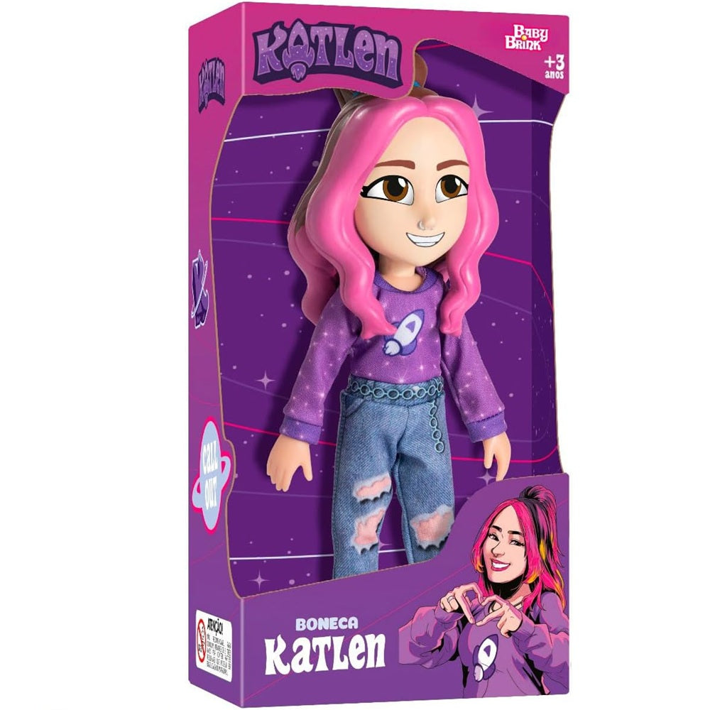 Boneca Katlen Dos Rosa Youtuber Vinil 25 Cm - Baby Brink
