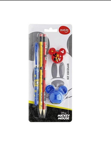 Kit Escolar Mickey Com 5 Itens - Molin