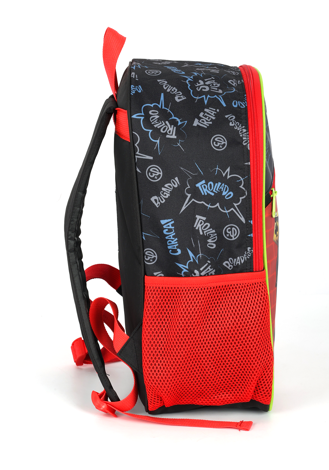 Kit Mochila de Costas G + Estojo Box Enaldinho UP4YOU | Preto e Vermelho Neon | Youtuber 2 Peças