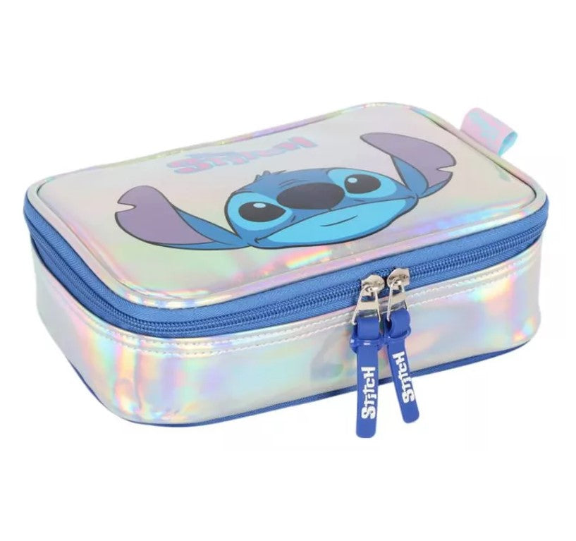 Estojo Box Holográfico Stitch Disney Menina Escolar 100 Pens
