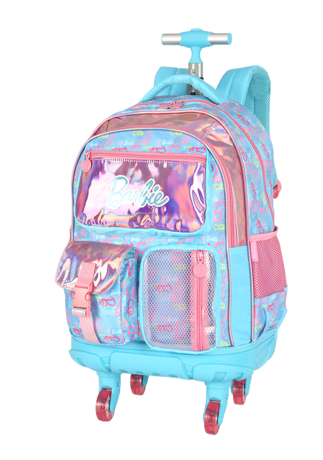 KIT Escolar COMPLETO Barbie AZUL Luxcel 3 Peças: Mochila de Rodinhas G + Lancheira Térmica + Estojo Box Holográfico