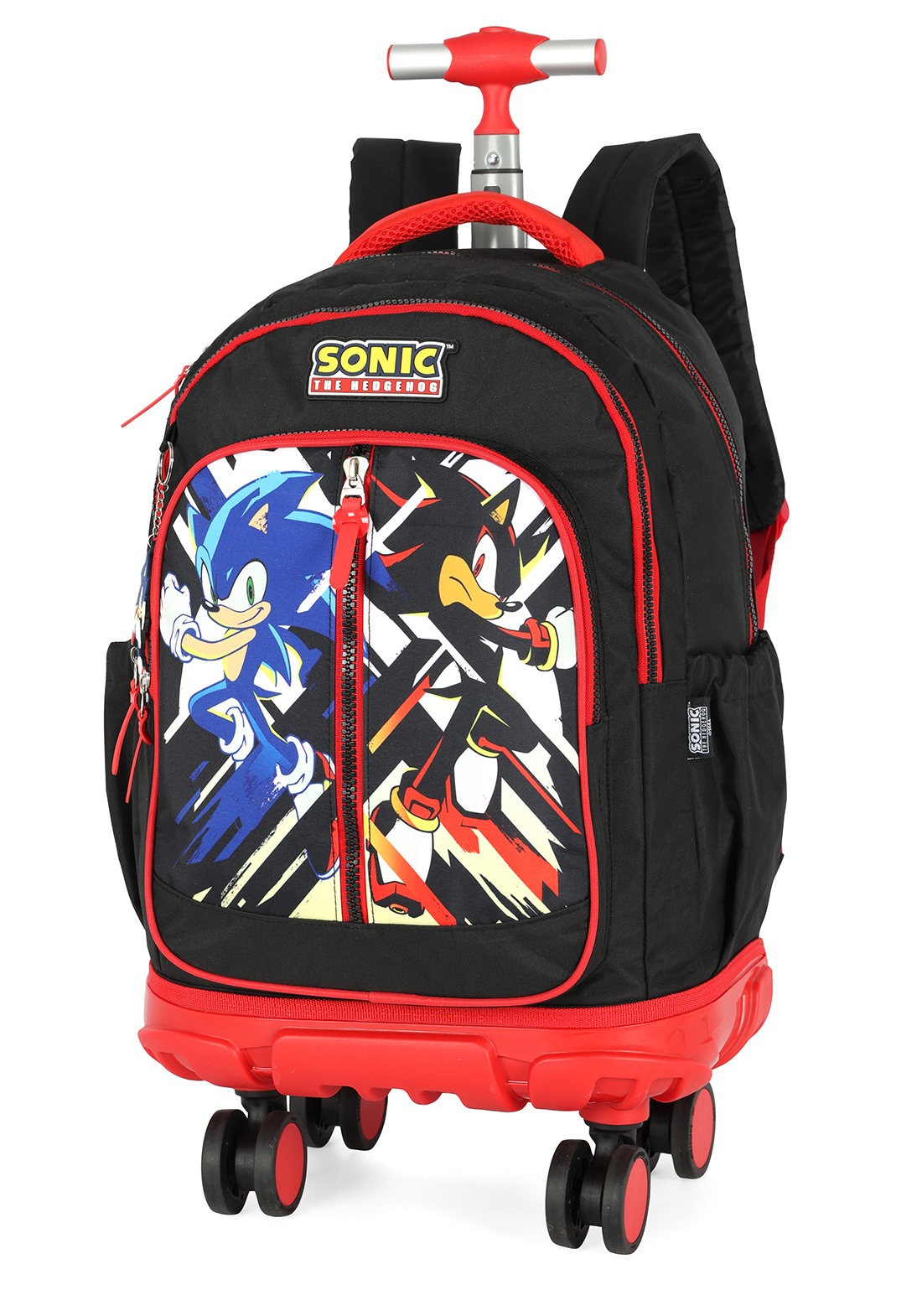 Kit Escolar Mochila de rodinhas Lancheira e Estojo Sonic e Shadow Luxcel