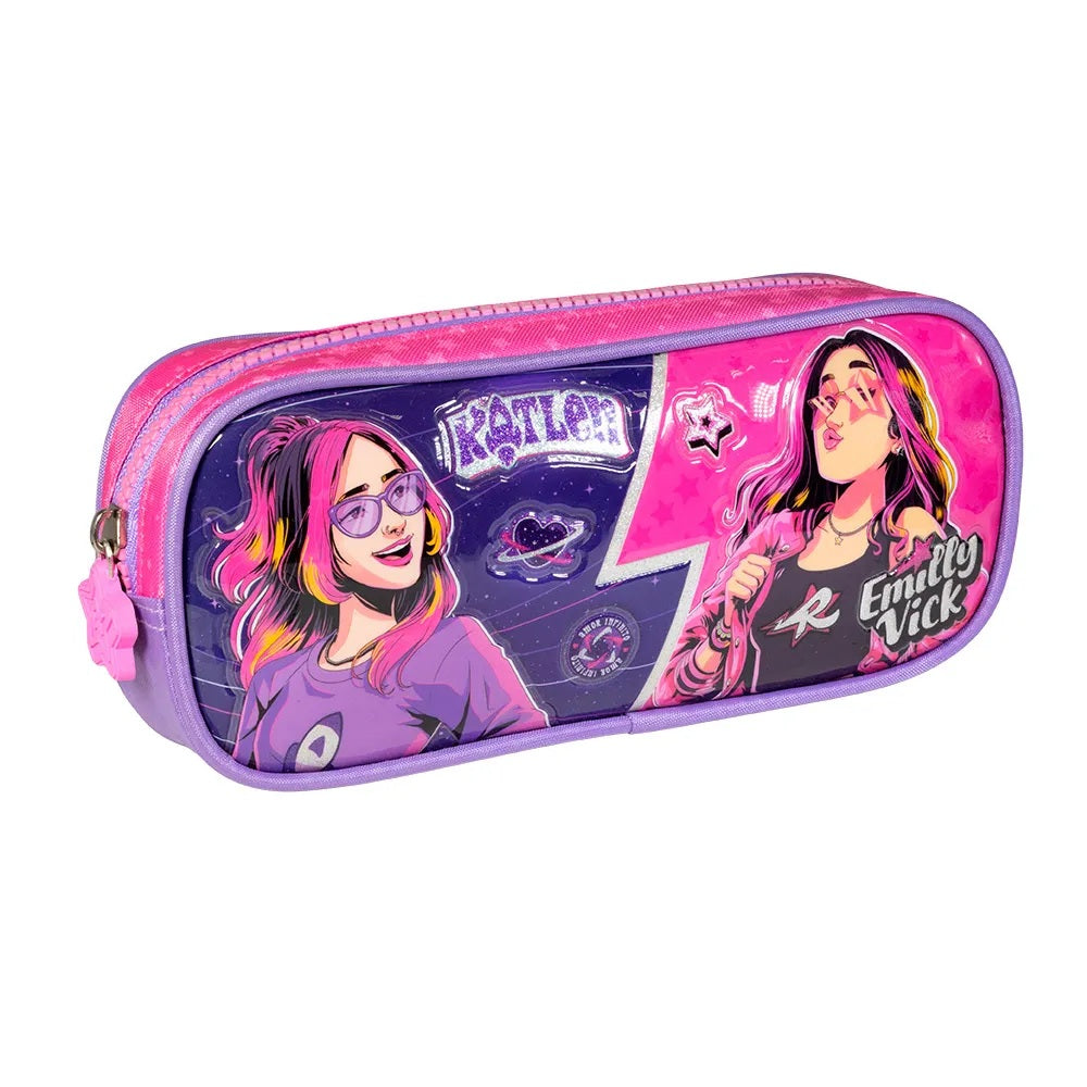 Kit Escolar Emilly Vick Xeryus 3 em 1: Mochila de Costas + Lancheira Térmica + Estojo Oficial