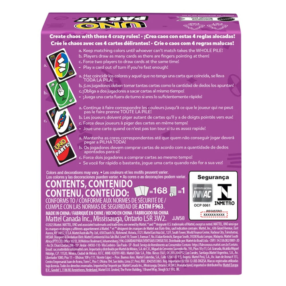 Jogo de Cartas UNO Party - Mattel