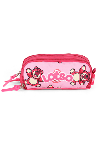Estojo Escolar Triplo Lotso Disney Toy Story Rosa 3 Compartimentos