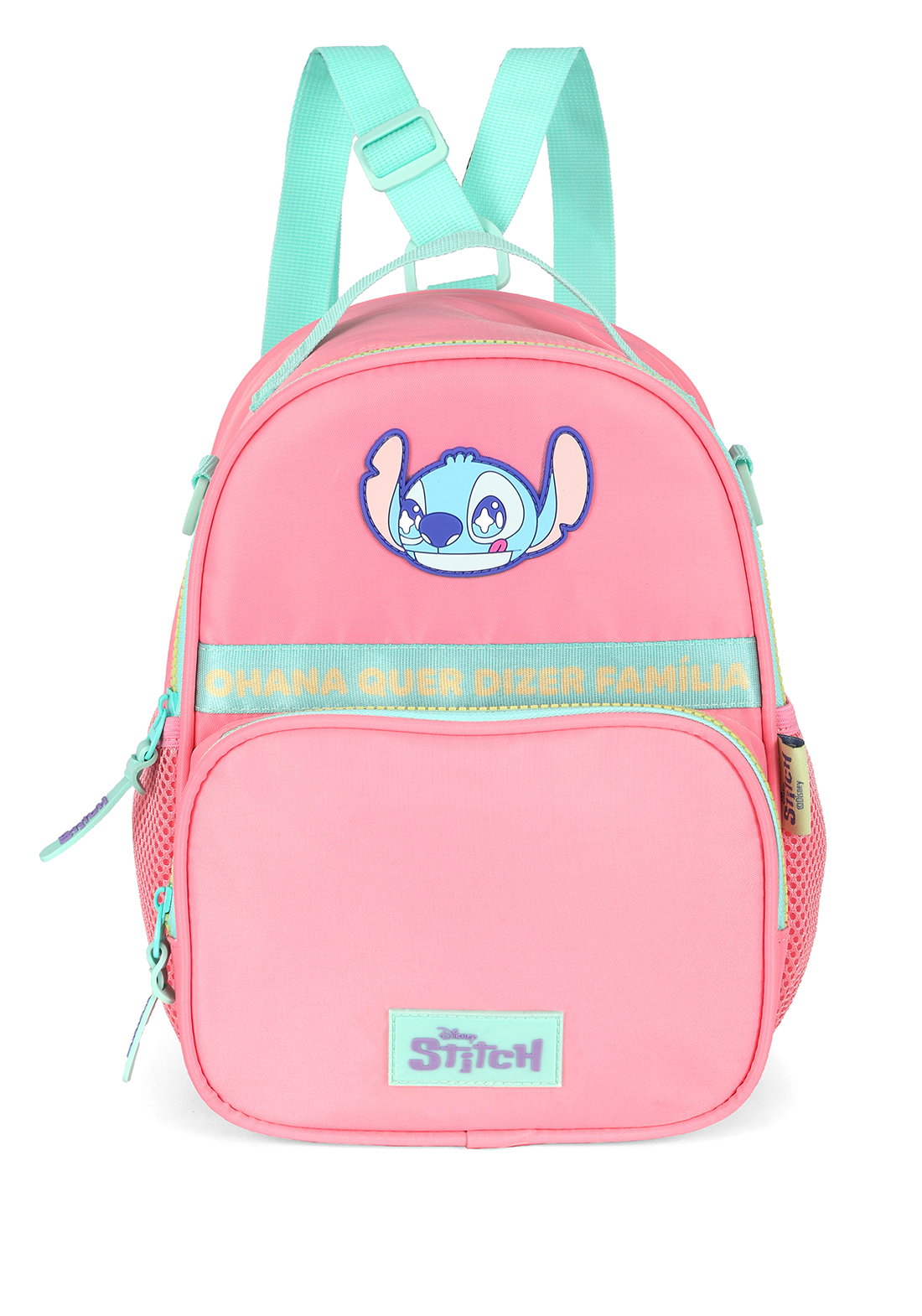 Lancheira Térmica Stitch Disney Luxcel | Rosa Salmão e Turquesa | Ohana | Alça de Costas