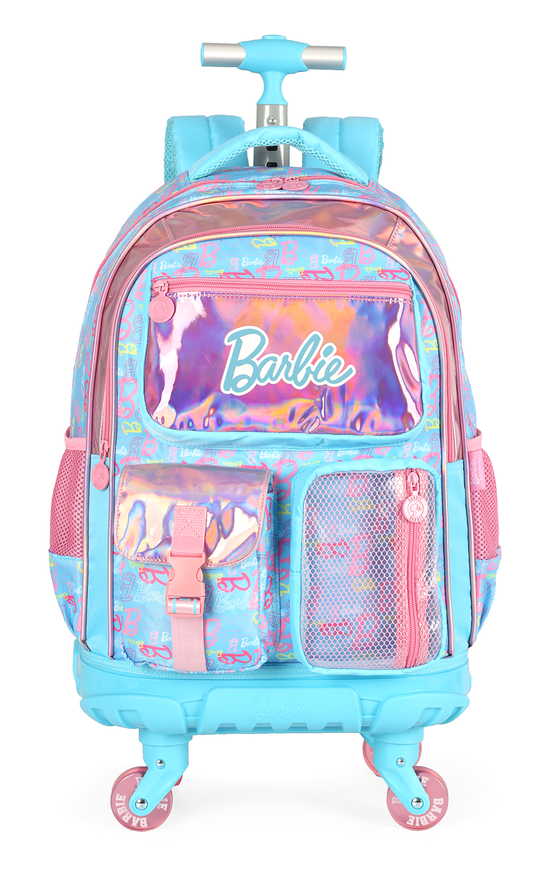 Mochila de Rodinhas G Barbie AZUL Holográfica Luxcel | Brilho, Estilo e Rodas de Silicone!