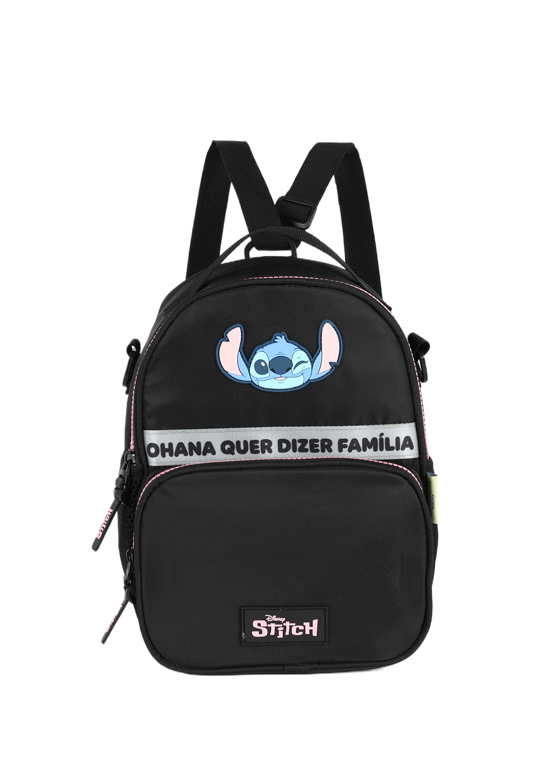 Lancheira Térmica Stitch Disney Luxcel | Preta e Pink | Ohana | Alça de Costas