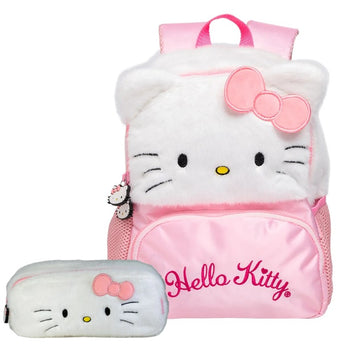 Kit Escolar Hello Kitty Pelúcia 2 em 1: Mochila de Costas Infantil + Estojo Xeryus Original