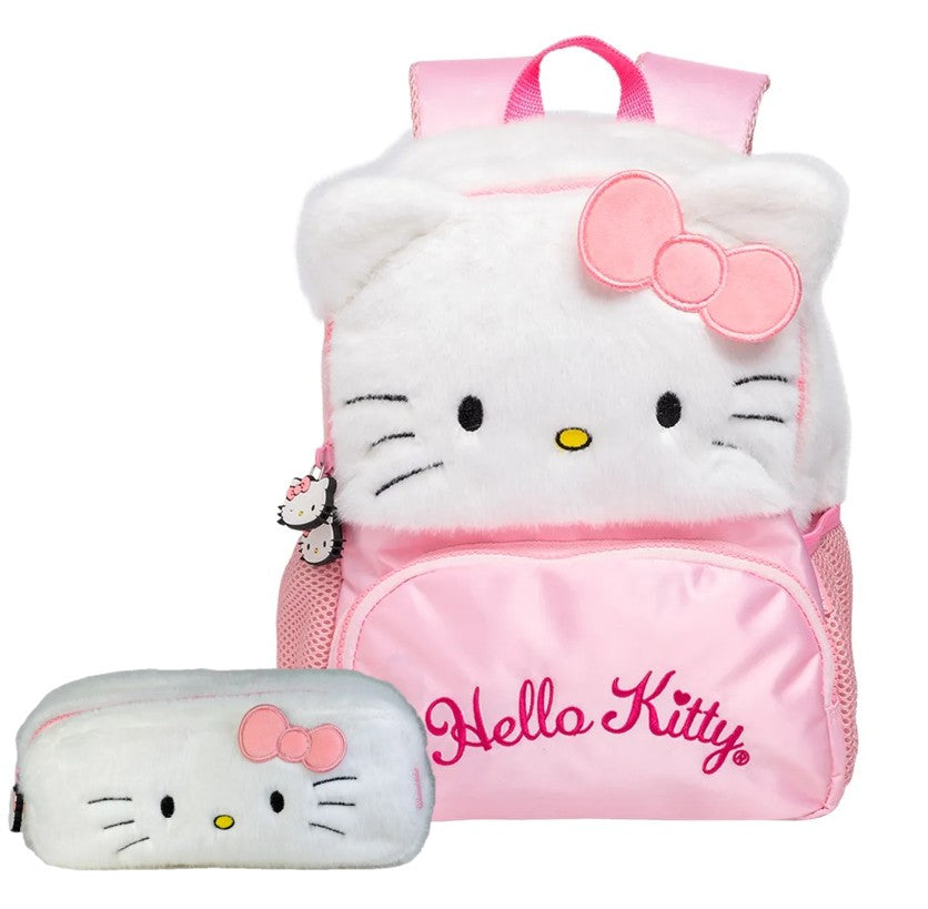 Kit Escolar Hello Kitty Pelúcia 2 em 1: Mochila de Costas Infantil + Estojo Xeryus Original