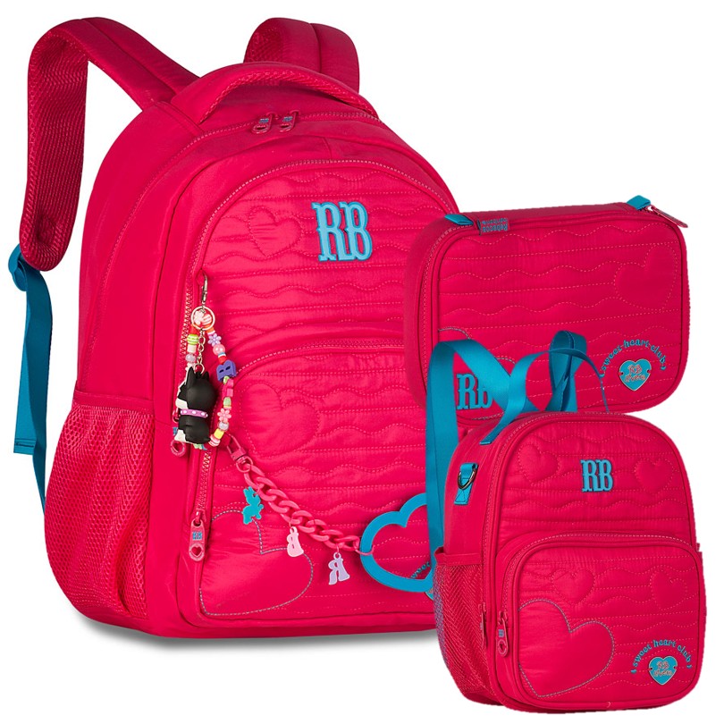 Kit Completo Mochila Lancheira Estojo Rebecca Bonbon RB Clio Rosa Pink Original