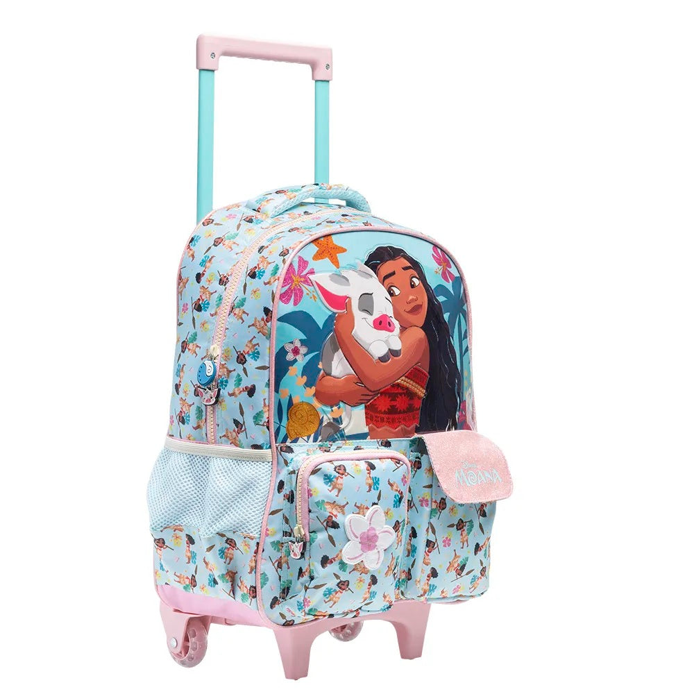 Mochila com Rodinhas Moana Disney 16 – Aventura, Estilo e Praticidade para Pequenas Exploradoras!