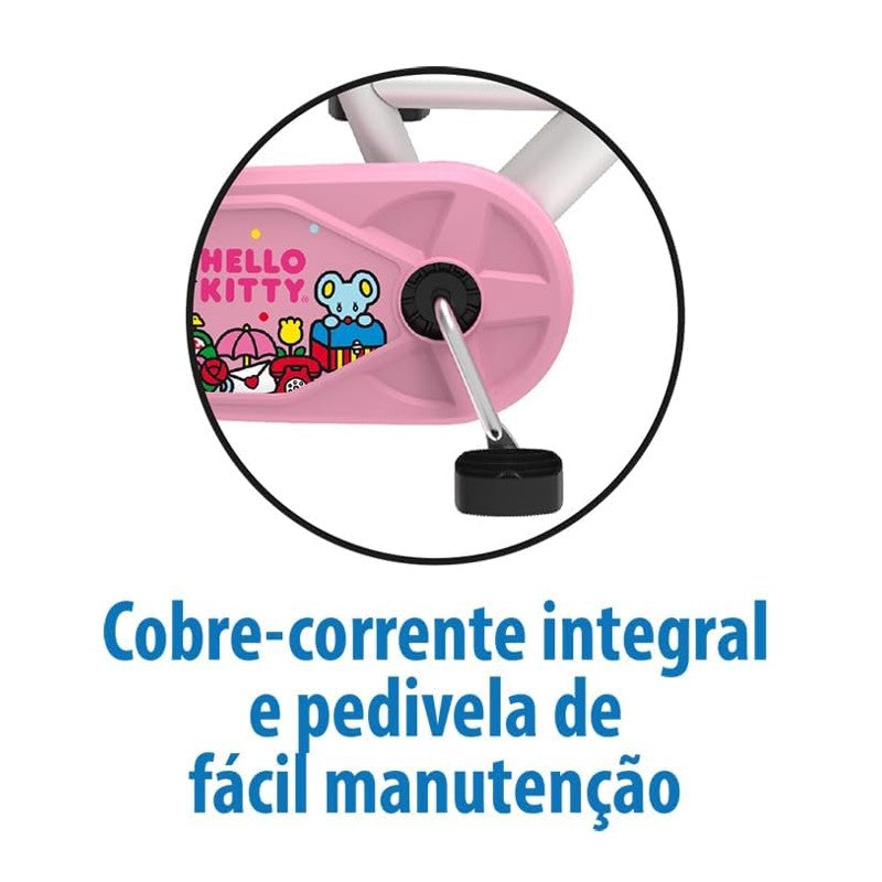 Bicicleta Aro 14 Hello Kitty Rosa - Bandeira