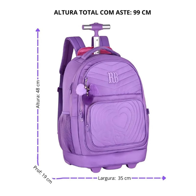 Mochila de Rodinhas Rebecca Bonbon Escolar Juvenil Soft RB24673