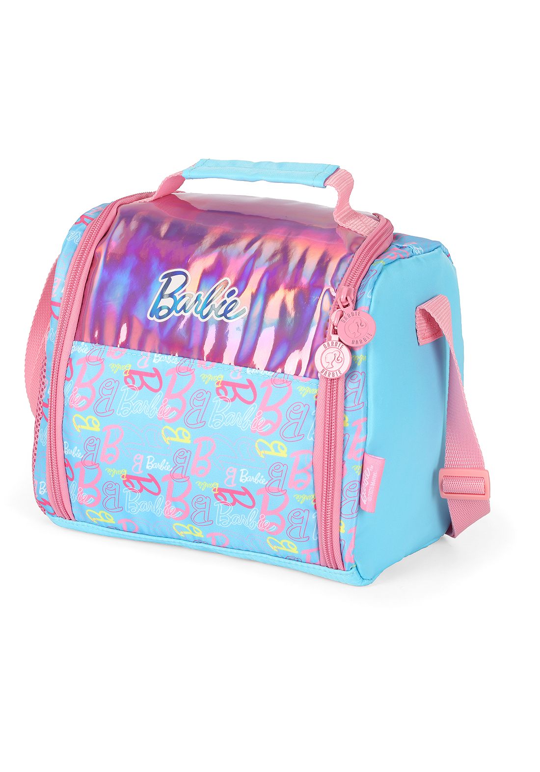 KIT Escolar COMPLETO Barbie AZUL Luxcel 3 Peças: Mochila de Rodinhas G + Lancheira Térmica + Estojo Box Holográfico