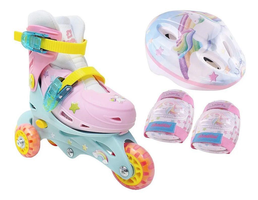 Patins Triline Unicórnio 30-33 50kg Ajustável Com Acessórios