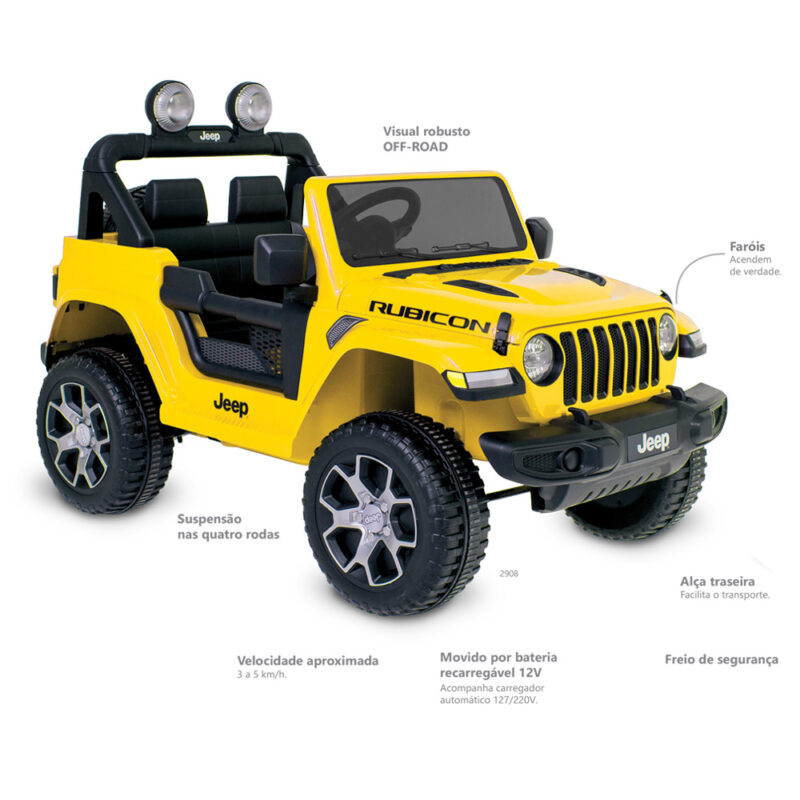 Jeep Elétrico Wrangler 12V Amarelo c/ Controle - Bandeirante