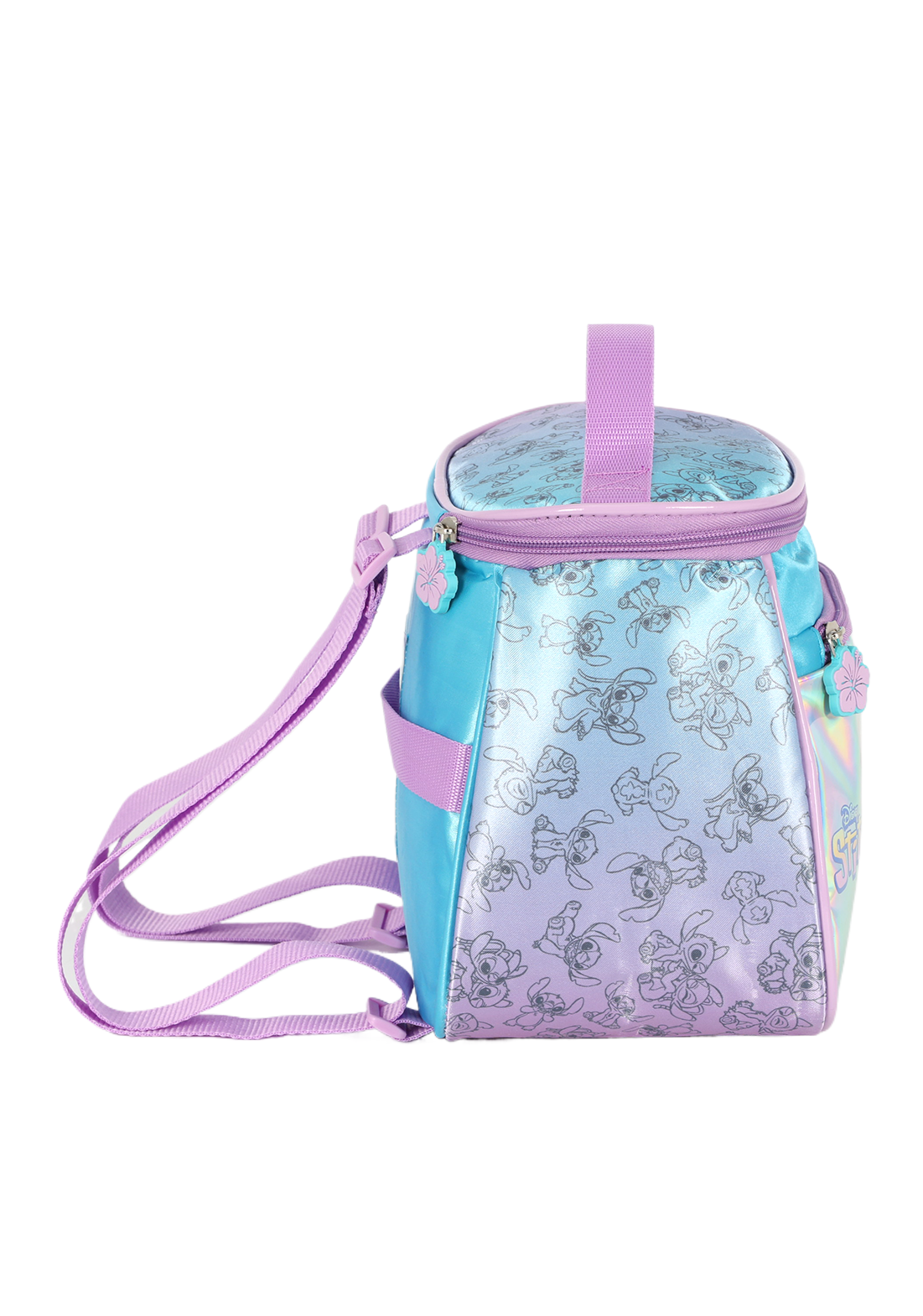 KIT Escolar COMPLETO Stitch Holográfico - Mochila de Rodinhas + Lancheira Térmica + Estojo Box Duplo Luxcel