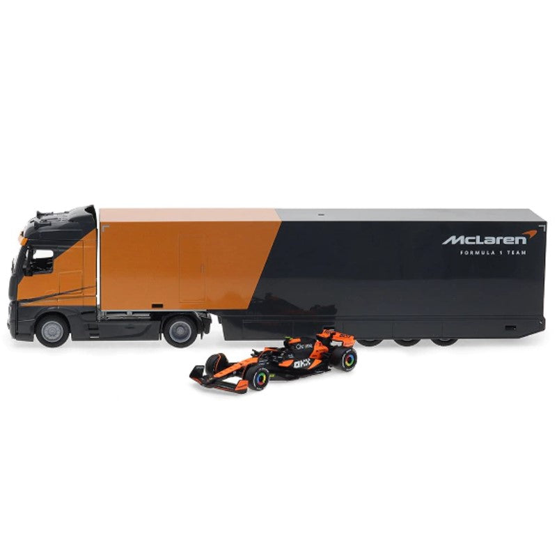 Caminhão Actros Gigaspace com Carrinho McLaren 1:43 Norris - Burago