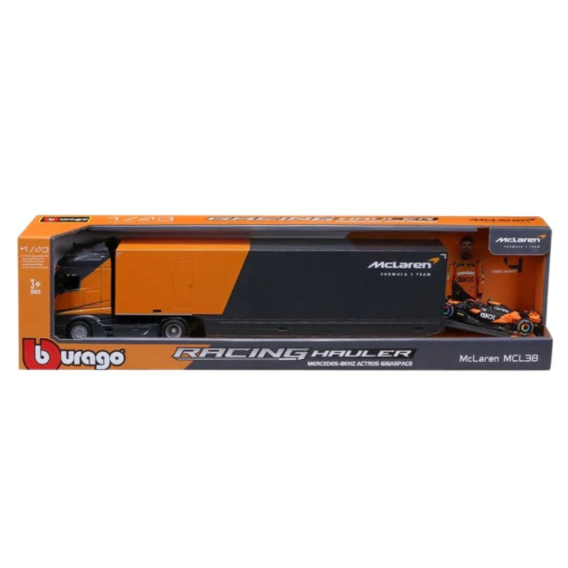 Caminhão Actros Gigaspace com Carrinho McLaren 1:43 Norris - Burago